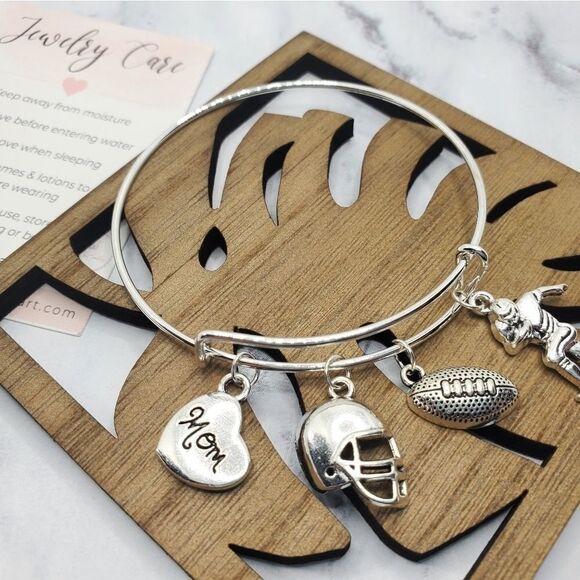 Football Mom Expandable Charm Bracelet - Picture 2 of 13